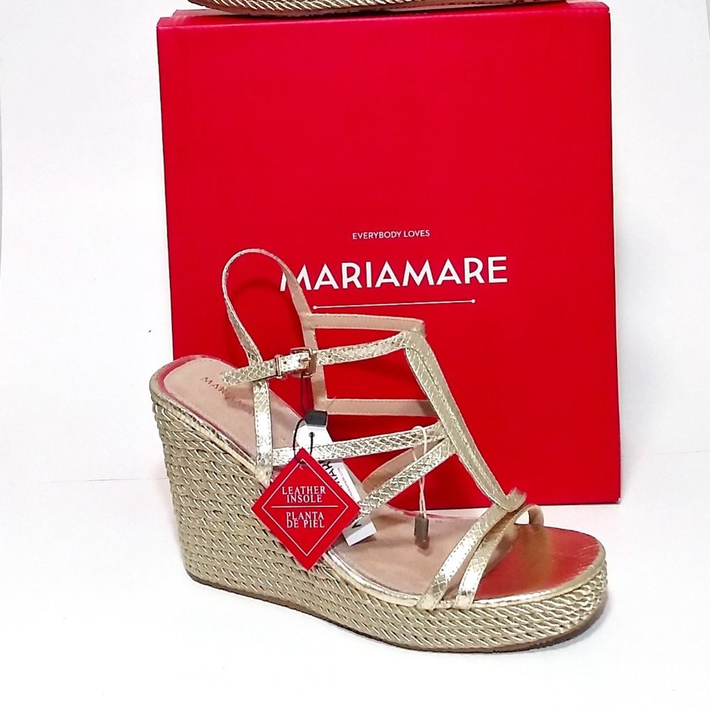 MARIA MARE | Gold Wedge Sandals